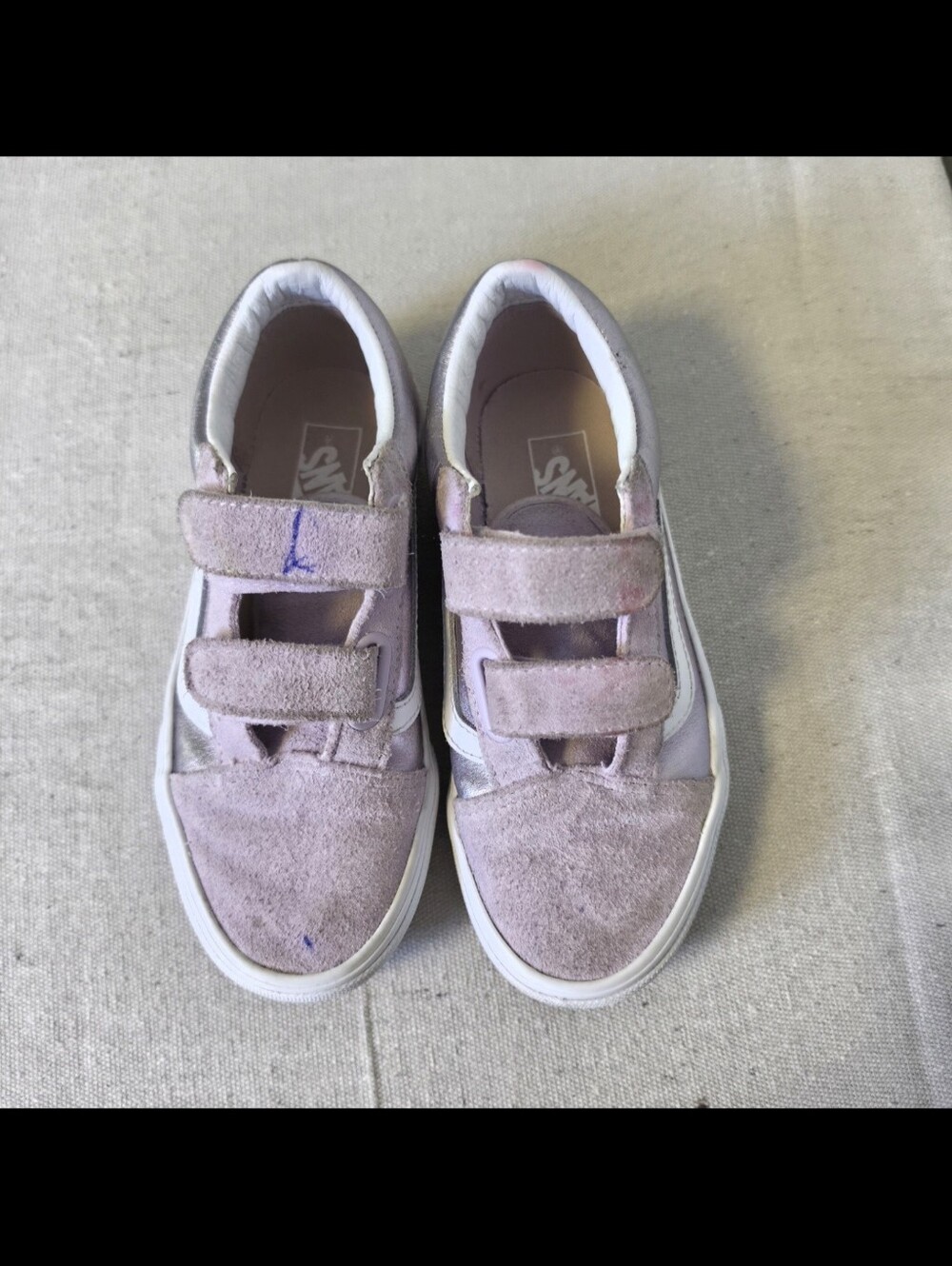 Vans Old Skool V Shoes Suede Hook and Loop Lilac Purple Kids Size 1
